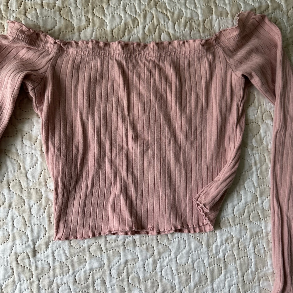 Pink Ribbed Button-Up Women's Top - Picture 2 of 2